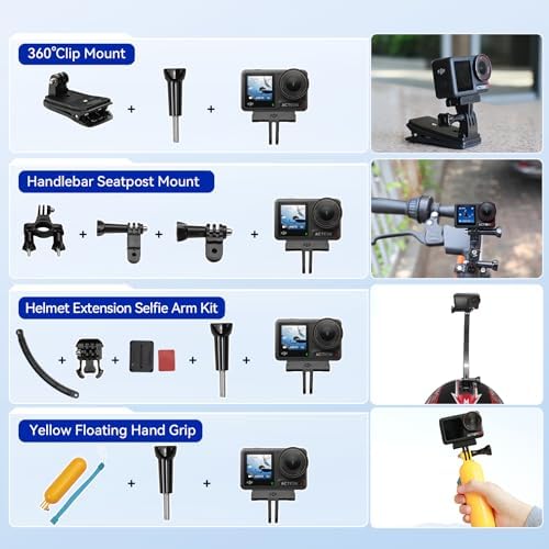 DJI Osmo Action 4 Standard Combo with 50 Piece Accessory Kit + 2 Extra Batteries + 64GB Card, 4K/120fps Waterproof Action Camera with a 1/1.3-Inch Sensor, Long-Lasting 160 Mins, Outdoor Camera - Image 3