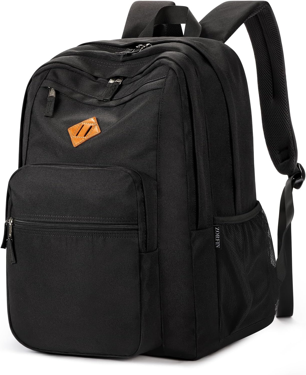 ZORFIN 26L Black Backpack for School, College, and Travel: Water Resistant Bookbag with 8 Compartments - Image 9